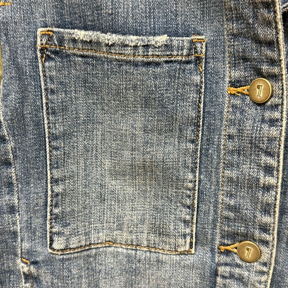 Anthropologie Pilcro Women’s Two Toned Jean Jacket Blue and Olive Size Medium - Picture 3 of 7